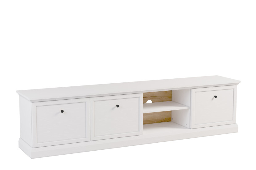 KONSIMO KATRIA Szafka RTV biała, 3 szafki i 2 półki, szer. 206,2 cm 847781