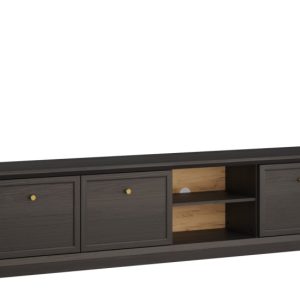KONSIMO KATRIA Szafka RTV czarna, 3 szafki i 2 półki, szer. 206,2 cm 847779 KONSIMO KATRIA Szafka RTV czarna, 3 szafki i 2 półki, szer. 206,2 cm 847779