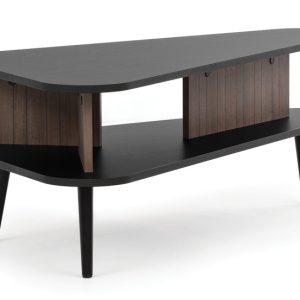 KONSIMO LANDI Brązowy stolik kawowy do salonu, wysokie metalowe nóżki 823659 KONSIMO LANDI Brązowy stolik kawowy do salonu, wysokie metalowe nóżki 823659