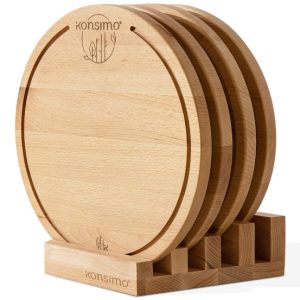 KONSIMO LESTE, HEMERO Zestaw desek do krojenia ze stojakiem buk olejowany 834599 KONSIMO LESTE, HEMERO Zestaw desek do krojenia ze stojakiem buk olejowany 834599
