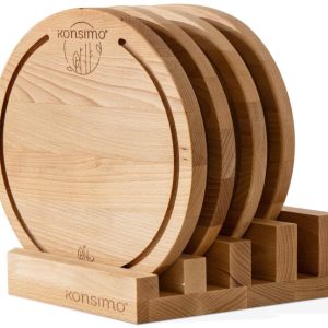 KONSIMO LESTE, HEMERO Zestaw desek do krojenia ze stojakiem buk olejowany 834346 KONSIMO LESTE, HEMERO Zestaw desek do krojenia ze stojakiem buk olejowany 834346
