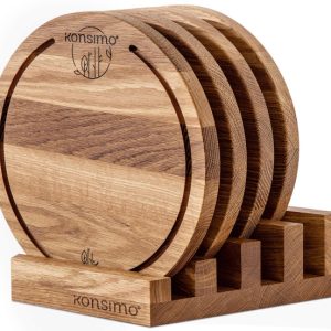 KONSIMO LESTE, HEMERO Zestaw desek do krojenia ze stojakiem dąb olejowany 834352 KONSIMO LESTE, HEMERO Zestaw desek do krojenia ze stojakiem dąb olejowany 834352