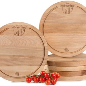 KONSIMO LESTE Komplet bukowych desek do krojenia okrągłe (6 szt.) ⌀25 834603 KONSIMO LESTE Komplet bukowych desek do krojenia okrągłe (6 szt.) ⌀25 834603