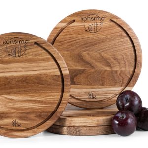 KONSIMO LESTE Komplet dębowych desek do krojenia okrągłe (4 szt.) ⌀25 834588 KONSIMO LESTE Komplet dębowych desek do krojenia okrągłe (4 szt.) ⌀25 834588