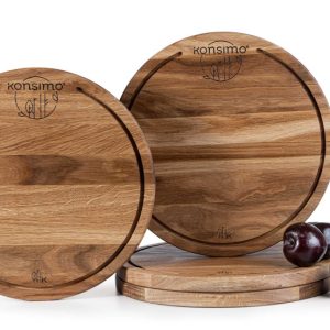 KONSIMO LESTE Komplet dębowych desek do krojenia okrągłe (4 szt.) ⌀32 834600 KONSIMO LESTE Komplet dębowych desek do krojenia okrągłe (4 szt.) ⌀32 834600