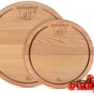 KONSIMO LESTE Zestaw okrągłych desek do krojenia z drewna bukowego (2 szt.) 834585 KONSIMO LESTE Zestaw okrągłych desek do krojenia z drewna bukowego (2 szt.) 834585