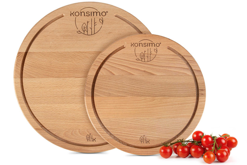 KONSIMO LESTE Zestaw okrągłych desek do krojenia z drewna bukowego (2 szt.) 834585