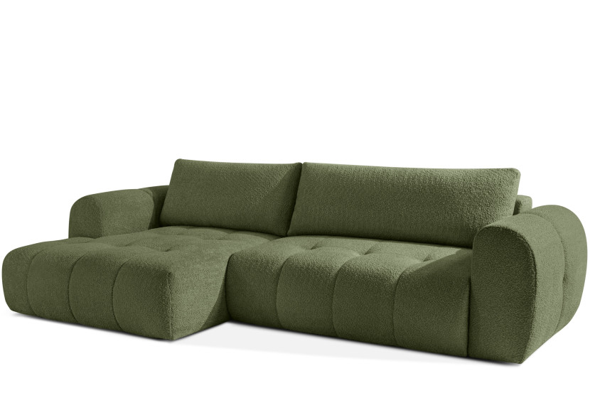 KONSIMO LIRA Narożnik lewy z funkcją spania, tkanina boucle, styl japandi 751935
