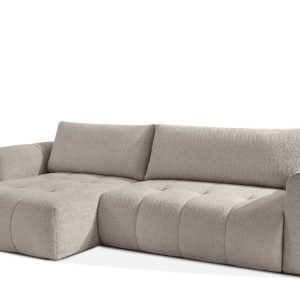 KONSIMO LIRA Narożnik lewy z funkcją spania, tkanina boucle, styl japandi 751927 KONSIMO LIRA Narożnik lewy z funkcją spania, tkanina boucle, styl japandi 751927