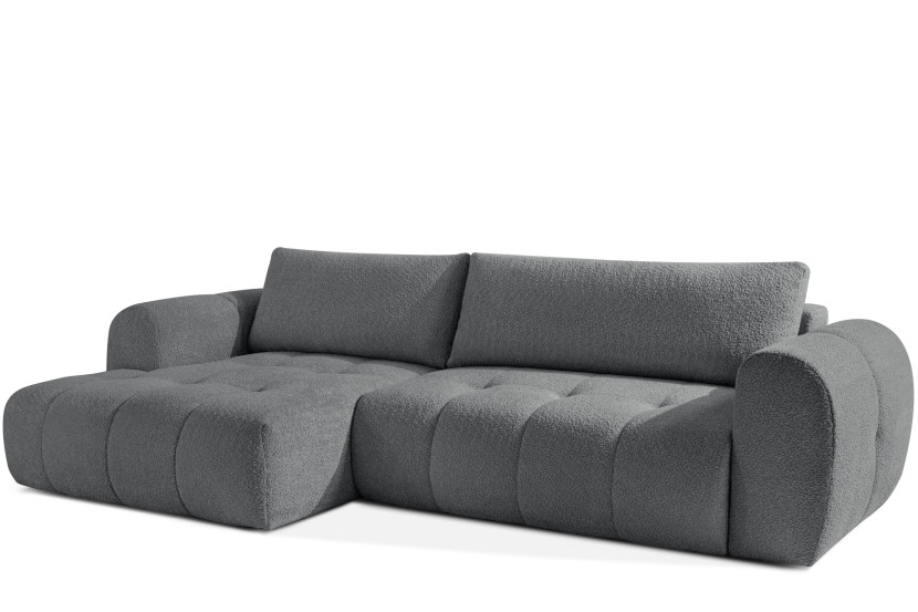 KONSIMO LIRA Narożnik lewy z funkcją spania, tkanina boucle, styl japandi 751946