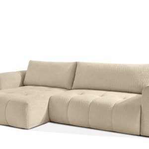 KONSIMO LIRA Narożnik lewy z funkcją spania, tkanina boucle, styl japandi 751974 KONSIMO LIRA Narożnik lewy z funkcją spania, tkanina boucle, styl japandi 751974