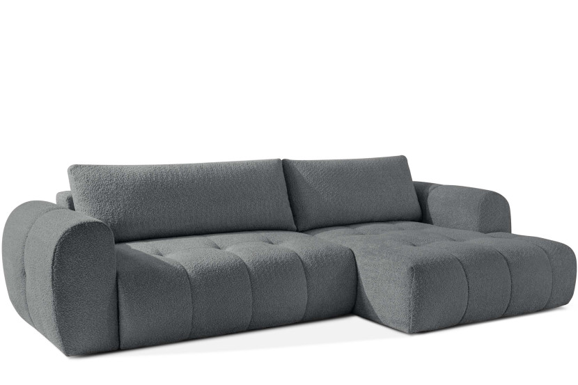 KONSIMO LIRA Narożnik prawy z funkcją spania, tkanina boucle, styl japandi 751942
