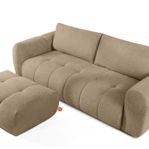 KONSIMO LIRA Sofa i puf, zestaw mebli do salonu, funkcja spania, japandi 792590 KONSIMO LIRA Sofa i puf, zestaw mebli do salonu, funkcja spania, japandi 792590