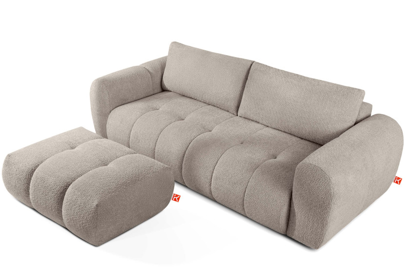 KONSIMO LIRA Sofa i puf, zestaw mebli do salonu, funkcja spania, japandi 792592