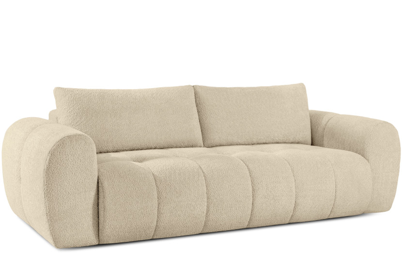 KONSIMO LIRA Sofa trzyosobowa rozkładana, z pojemnikiem na pościel, japandi 751911