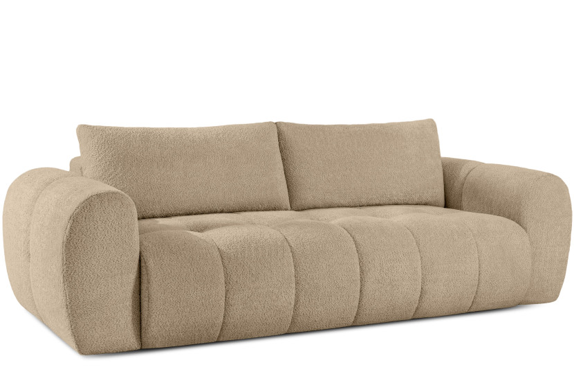 KONSIMO LIRA Sofa trzyosobowa rozkładana, z pojemnikiem na pościel, japandi 751915