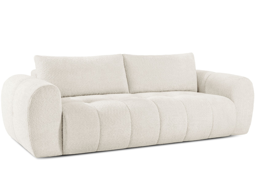 KONSIMO LIRA Sofa trzyosobowa rozkładana, z pojemnikiem na pościel, japandi 751907
