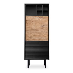 KONSIMO LOFTY Loftowy regał czarny/dąb z ryflowaniem 808875