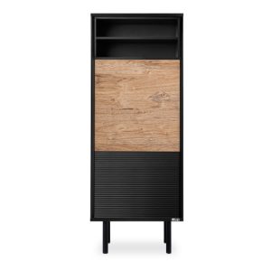 KONSIMO LOFTY Regał z czarnymi półkami w stylu industrialnym z ryflowaniem 808867