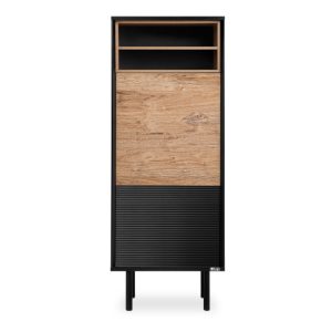 KONSIMO LOFTY Regał z dębowymi półkami w stylu industrialnym z ryflowaniem 808876 KONSIMO LOFTY Regał z dębowymi półkami w stylu industrialnym z ryflowaniem 808876