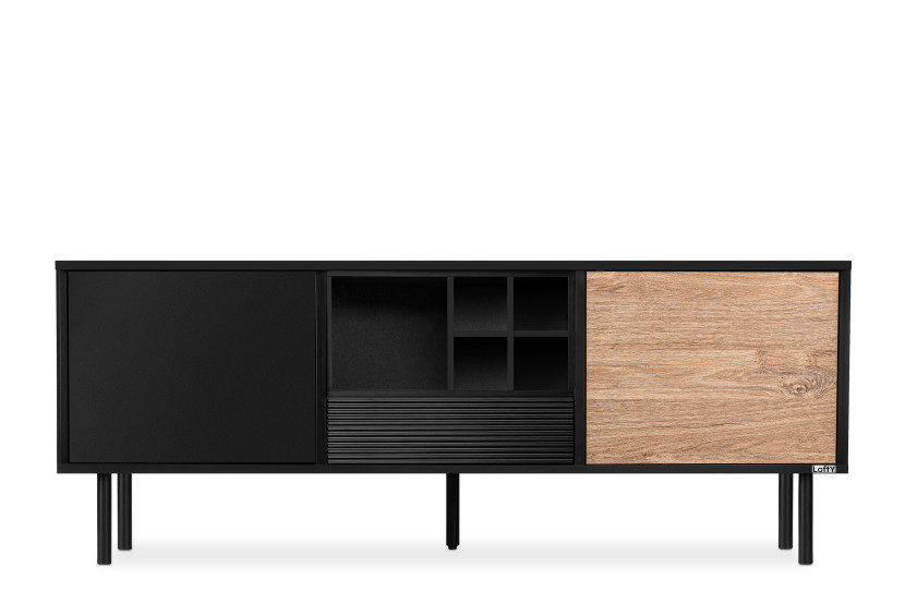 KONSIMO LOFTY Szafka pod telewizor na wysokich czarnych nóżkach loft 807473