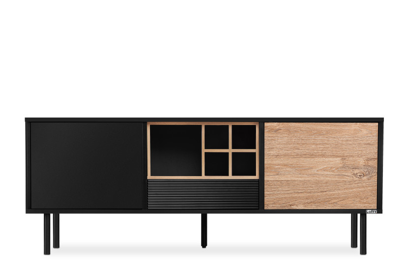 KONSIMO LOFTY Szafka pod telewizor na wysokich czarnych nóżkach loft 807471