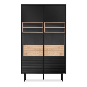 KONSIMO LOFTY Witryna w stylu loft z szufladami i dębowymi półkami 807441 KONSIMO LOFTY Witryna w stylu loft z szufladami i dębowymi półkami 807441