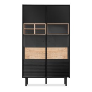 KONSIMO LOFTY Wysoka przeszklona witryna w stylu loft czarny/dąb 807438 KONSIMO LOFTY Wysoka przeszklona witryna w stylu loft czarny/dąb 807438