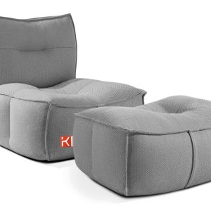 KONSIMO LOVIA Fotel ogrodowy z pufą, pokrowce, czarny komplet, olefin 873851
