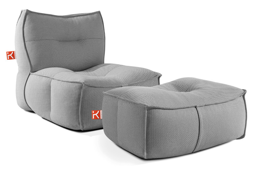 KONSIMO LOVIA Fotel ogrodowy z pufą, pokrowce, czarny komplet, olefin 873851