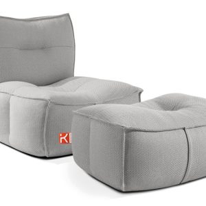 KONSIMO LOVIA Komplet Fotel i Puf z pokrowcami, komplet, ciemnoszary 873845