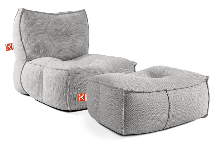 KONSIMO LOVIA Komplet Fotel i Puf z pokrowcami, komplet, ciemnoszary 873845