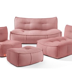KONSIMO LOVIA Meble do ogrodu z tkaniny i kulki, miękkie, czerwony, 5 os. 873847