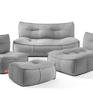 KONSIMO LOVIA Meble ogrodowe czarne, duży zestaw Modern Lounge, 5 os. 873864