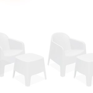 KONSIMO MALUS Białe Fotele ze stolikami na ogród/balkon, 2 os. (4 el.) 871343