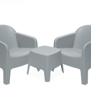 KONSIMO MALUS Komplet mebli na balkon, Fotele i stolik, szare, 2 os. 871107 KONSIMO MALUS Komplet mebli na balkon, Fotele i stolik, szare, 2 os. 871107