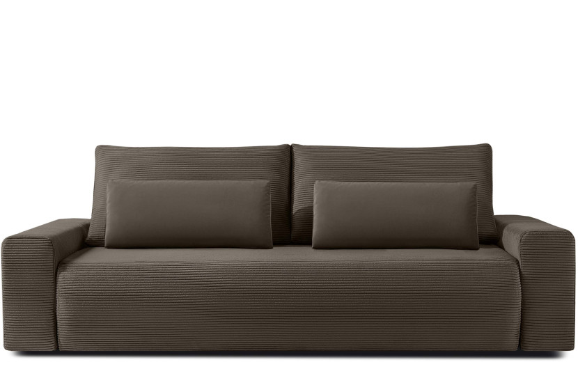 KONSIMO MOLLIS rozkładana sofa trzyosobowa, pojemnik na pościel, brązowy 726435