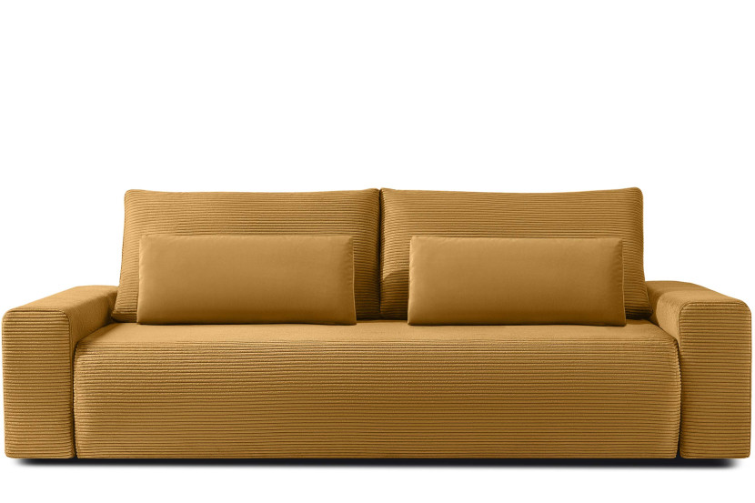 KONSIMO MOLLIS rozkładana sofa trzyosobowa, pojemnik na pościel, żółty 726452