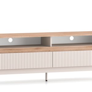 KONSIMO NALIA Elegancka szafka RTV kaszmirowa z szufladami, z ryflowaniem 757395 KONSIMO NALIA Elegancka szafka RTV kaszmirowa z szufladami, z ryflowaniem 757395