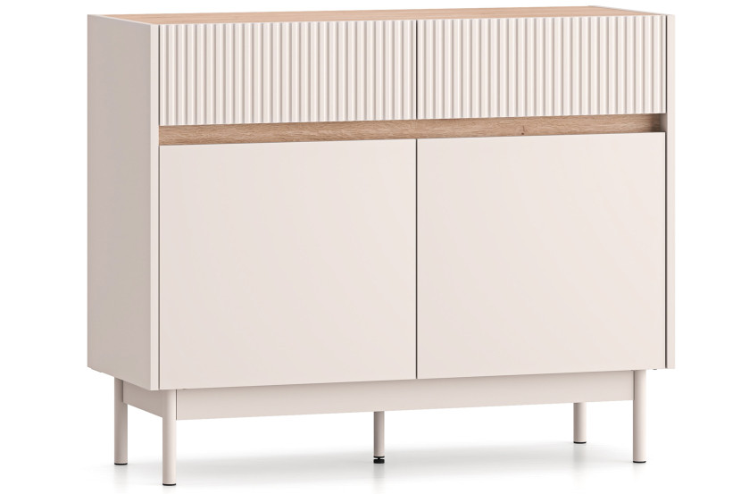 KONSIMO NALIA Mała komoda 104 cm z szufladami, cichy domyk, metalowe nóżki 757274