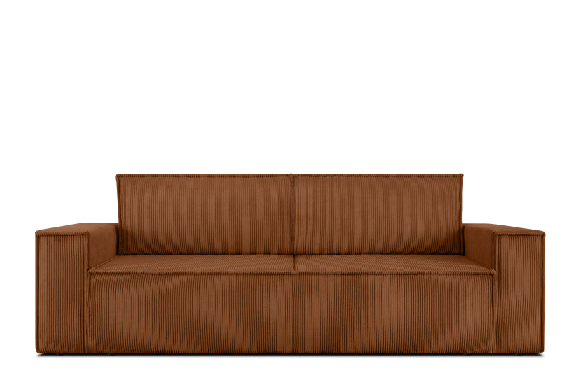 KONSIMO NAPI Sofa 3-osobowa z pojemnikiem na pościel, rudy 297233