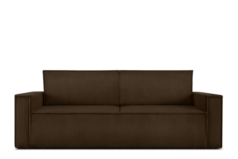 KONSIMO NAPI Sofa rozkładana 3-os. sztruks, ciemnobrązowym 297213