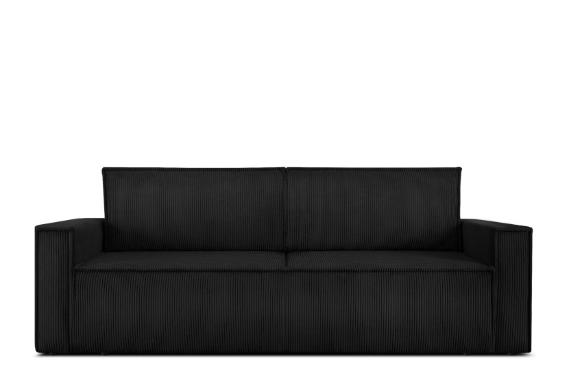 KONSIMO NAPI Sofa rozkładana 3-osobowa, sztruks czarny 297204