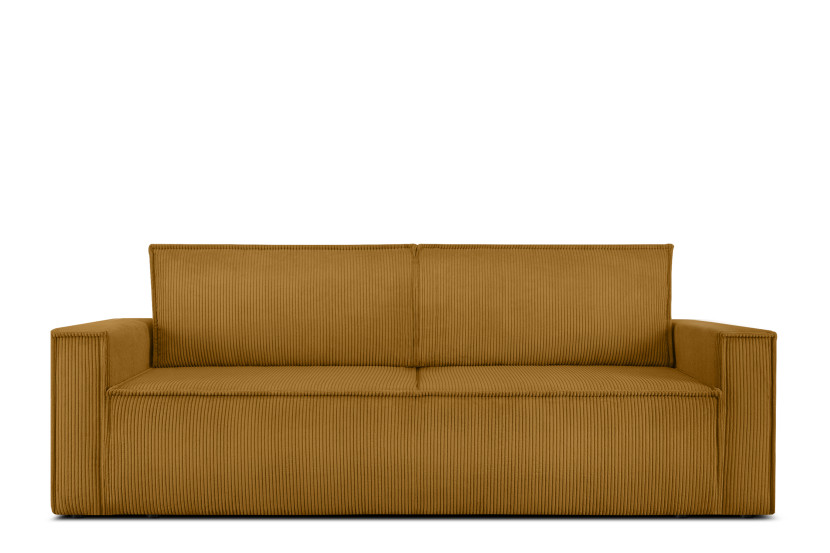 KONSIMO NAPI Sofa rozkładana 3-osobowa, sztruks żółty 297226