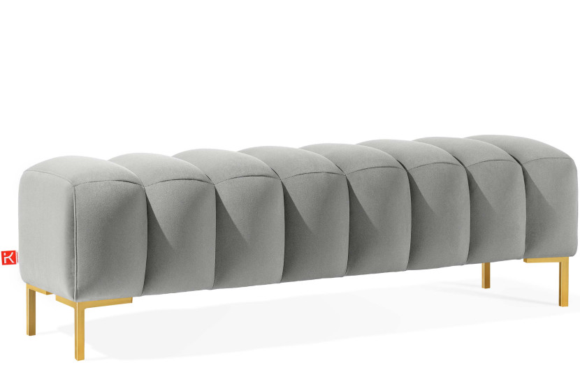 KONSIMO PECCO II Elegancka pufa na korytarz, do sypialni 160cm, złote nogi 753849