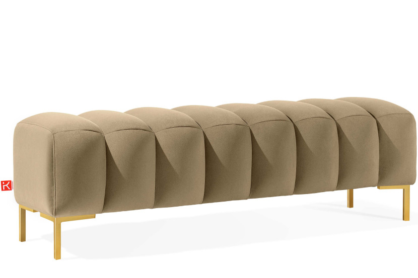 KONSIMO PECCO II Elegancka pufa na korytarz, do sypialni 160cm, złote nogi 753855