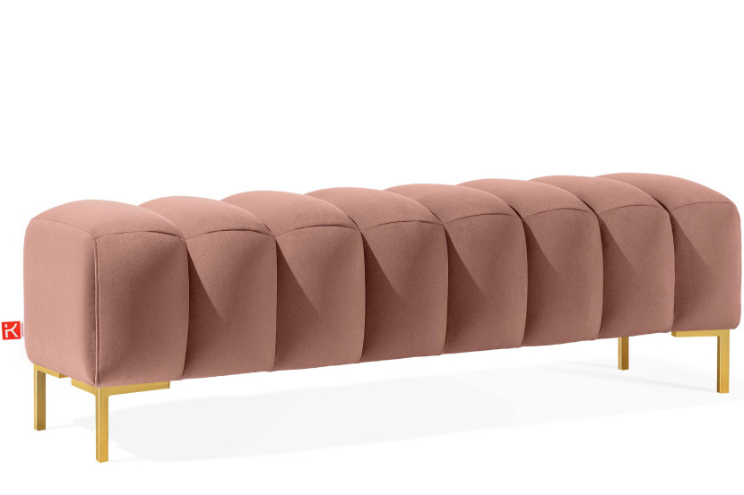 KONSIMO PECCO II Elegancka pufa na korytarz, do sypialni 160cm, złote nogi 753859