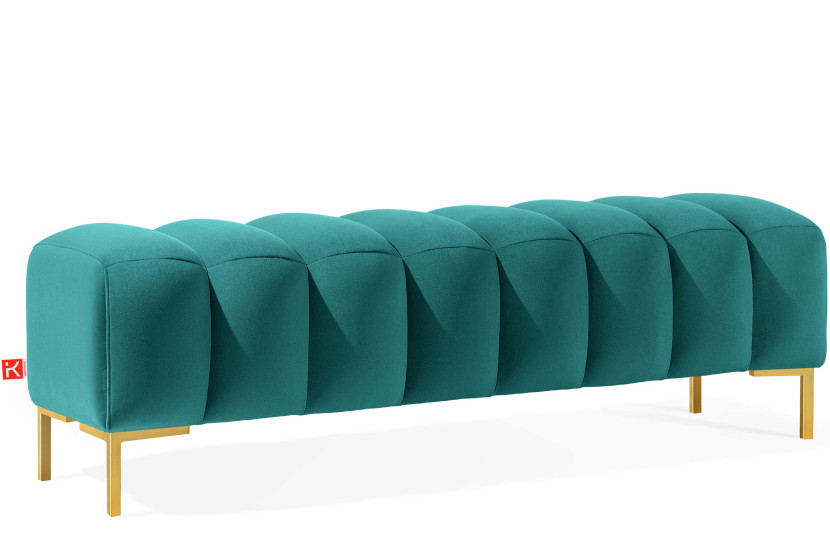 KONSIMO PECCO II Elegancka pufa na korytarz, do sypialni 160cm, złote nogi 753860