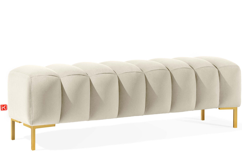 KONSIMO PECCO II Elegancka pufa na korytarz, do sypialni 160cm, złote nogi 753848