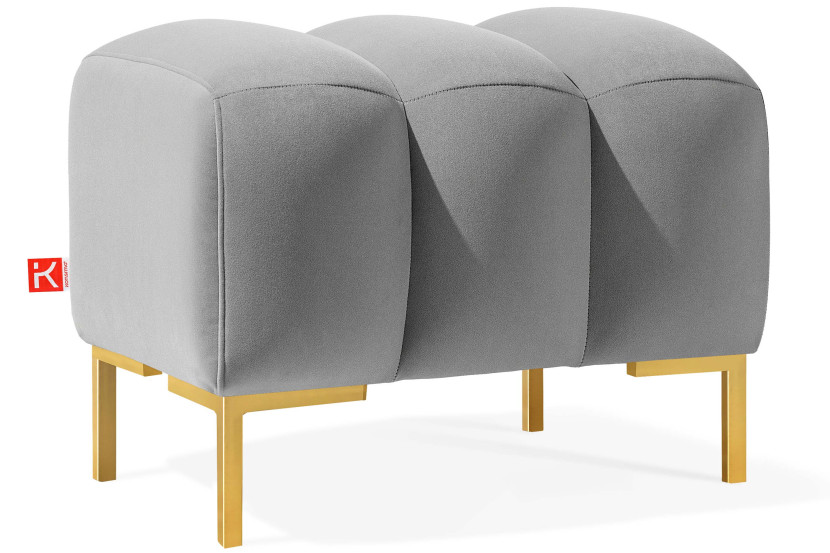 KONSIMO PECCO II Mała pufa 60 cm, tkanina welurowa, elegancka, złote nogi 754047